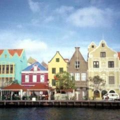 View of Handelskade in the Punda district, Willemstad, Curaçao