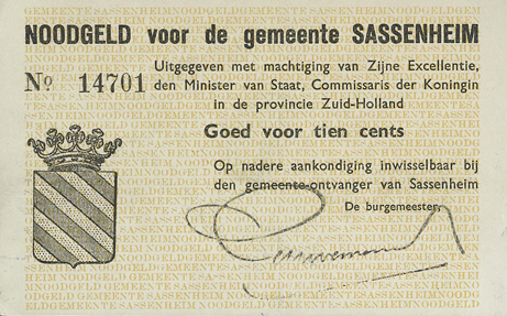 Emergency money municipality of Sassenheim, May 1940