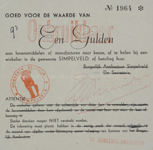 Emergency money municipality of Simpelveld, May 1940