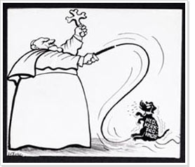 Caricature pope and dog