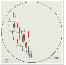 Ontwerp voor screendecor. Ontwerp: Jac van Lijff voor Sphinx, 1957